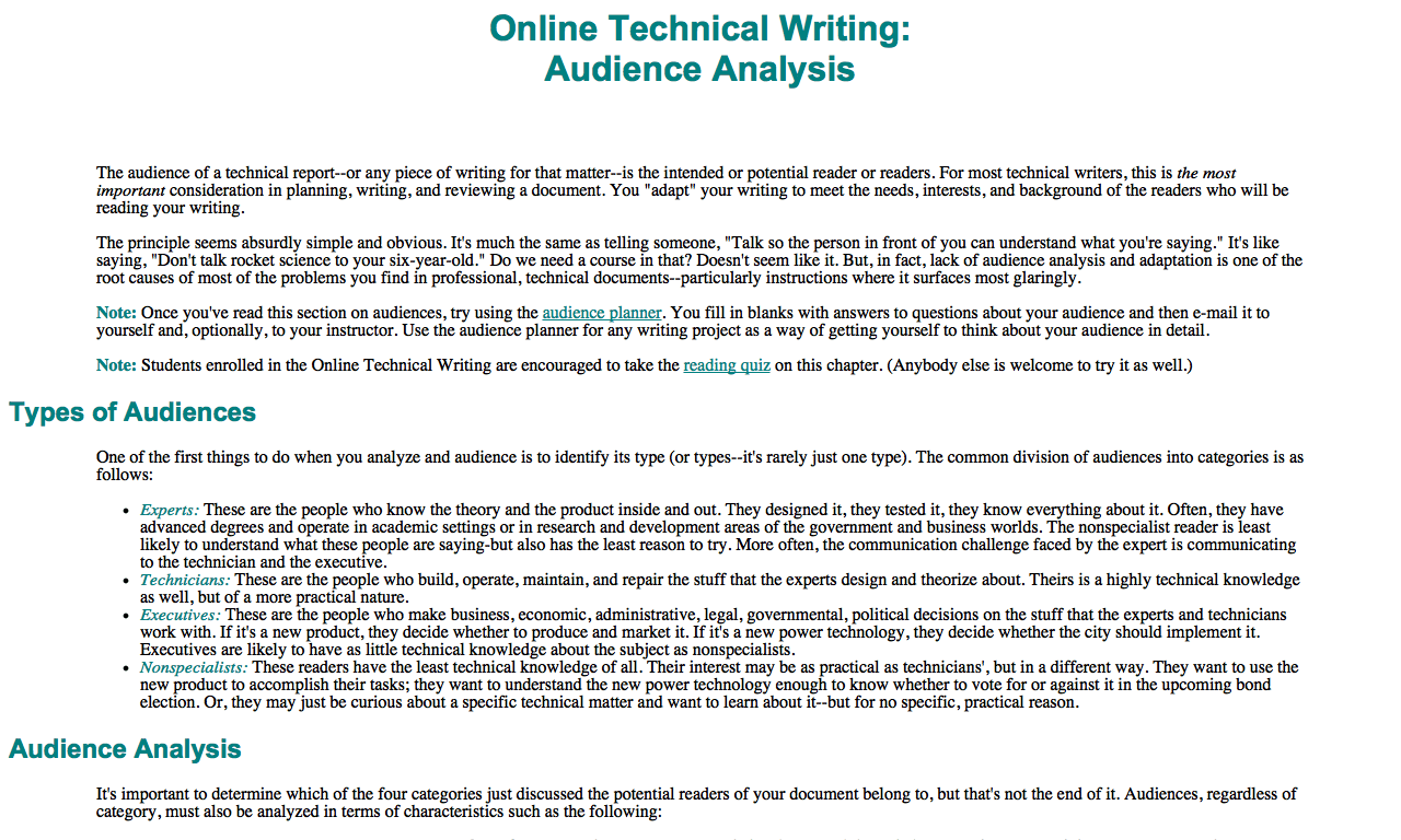 Online Technical Writing Audience Analysis Chemnitz University Of 