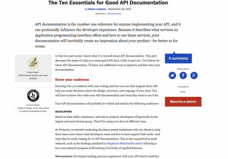 The Ten Essentials for Good API Documentation - A List Apart - DocToolHub