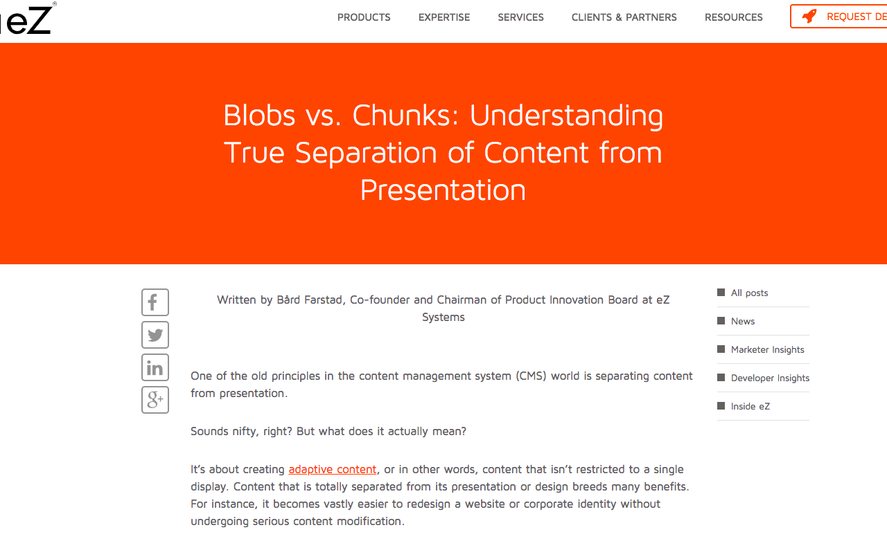 Blobs vs chunks true separation content from presentation