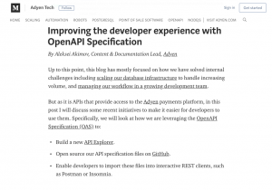 Improving the developer experience with OpenAPI specification